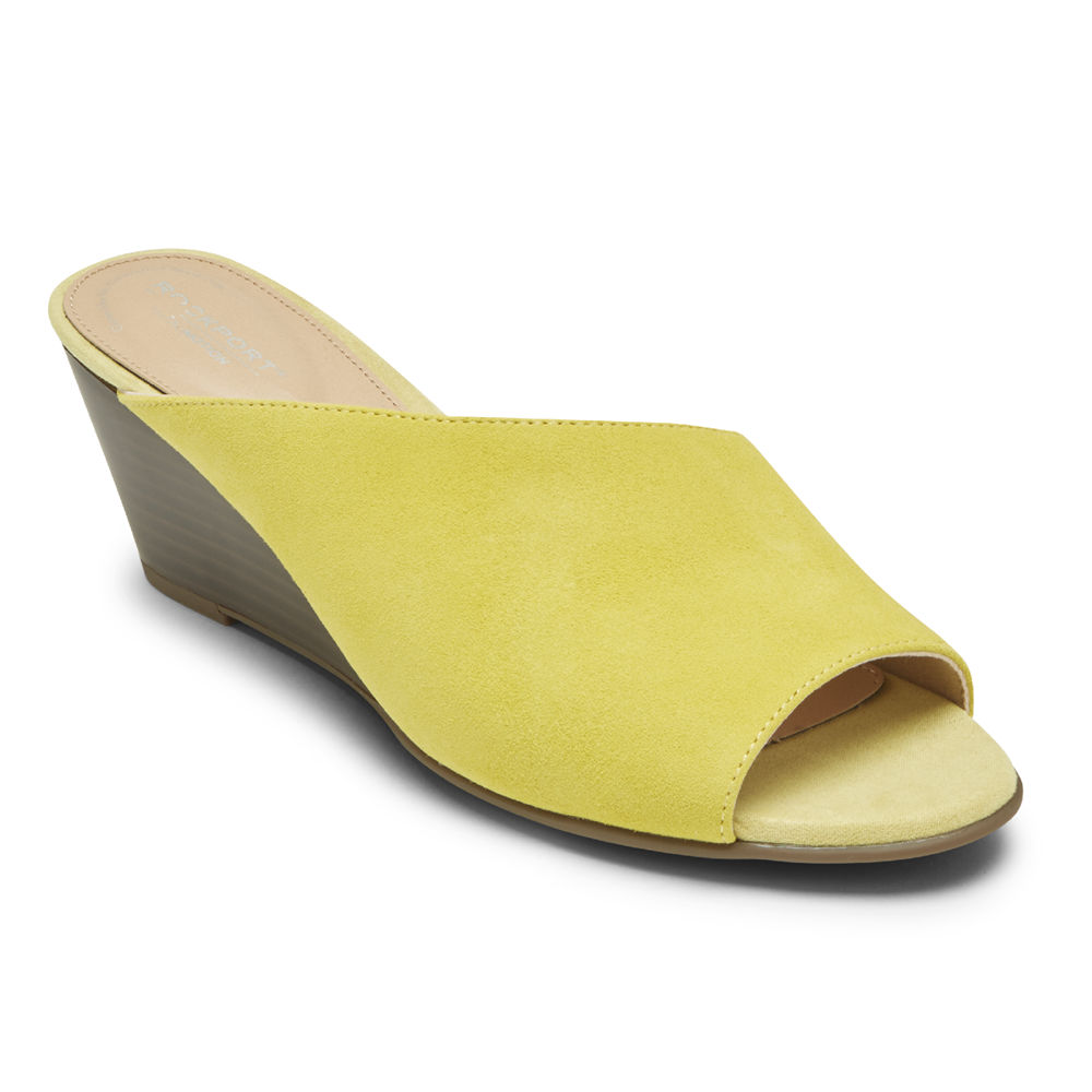 Rockport Womens Total Motion Taylor Asymmetrical - Slides Yellow - AIV684972